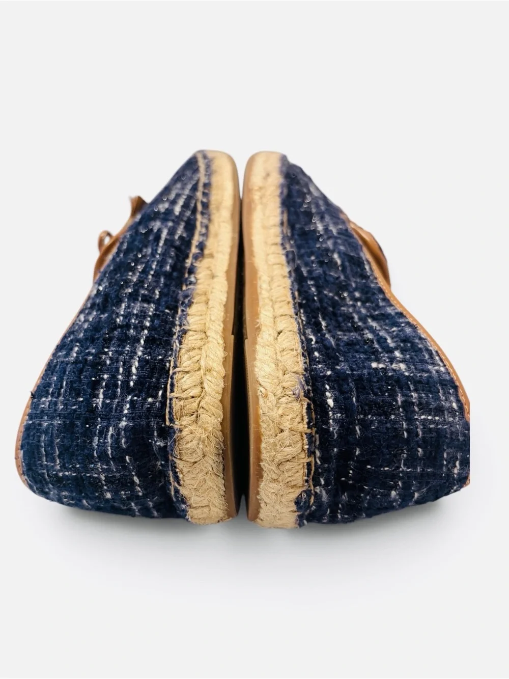 Talbots Izzy Tassel Espadrilles Navy Bouclé Tweed Loafers 10M
